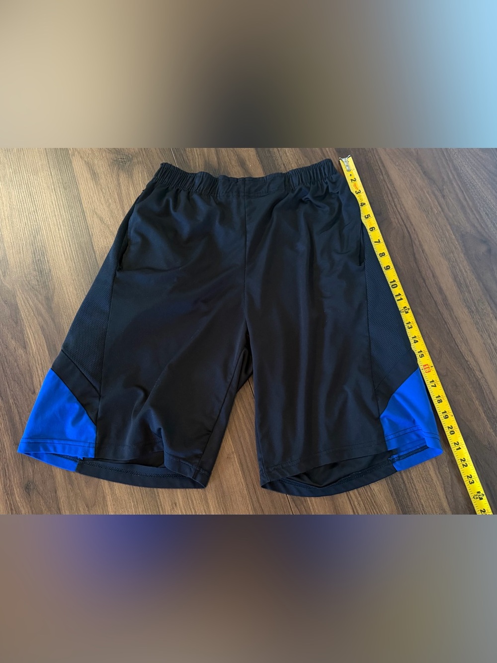 Men's Black Athletic Shorts with Blue Accent